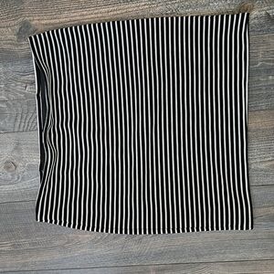 LOFT Black and White Ribbed Mini Pencil Skirt